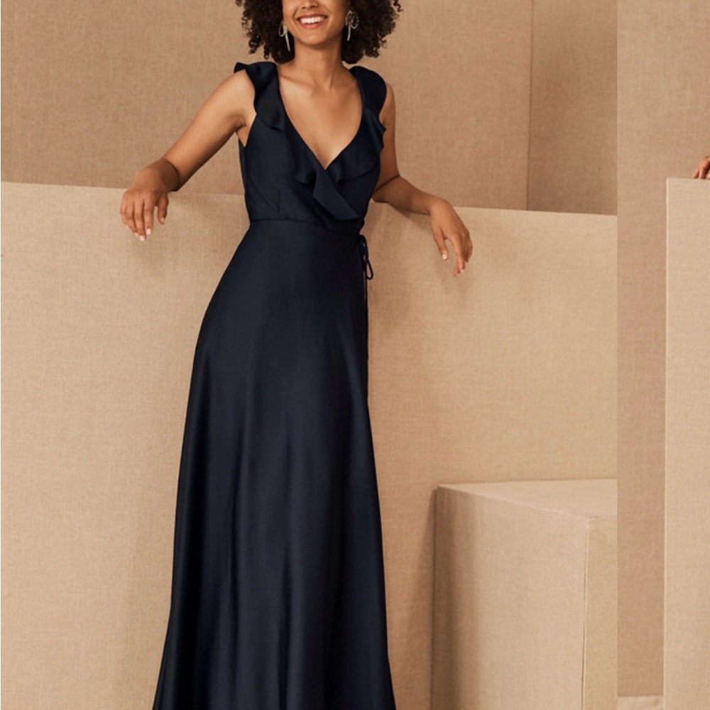 BHLDN Tansy Navy Wrap Dress
